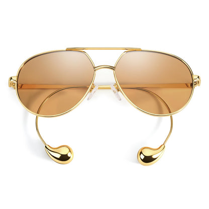 TJUTR Oversized Aviator Sunglasses for Women & Men, Retro Luxury Designer Sunglasses Big Shield Shades with UV Protection