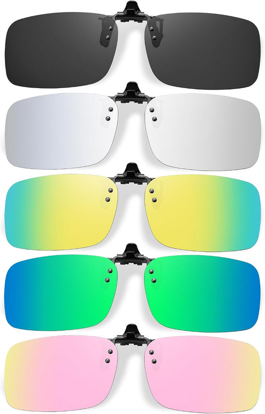 Polarized Clip On Sunglasses for Men Women, Flip Up Fit Over Glasses for Sports Fishing Driving Hiking Cycling