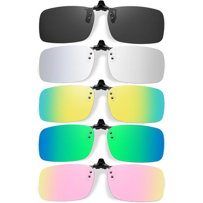 Polarized Clip On Sunglasses for Men Women, Flip Up Fit Over Glasses for Sports Fishing Driving Hiking Cycling