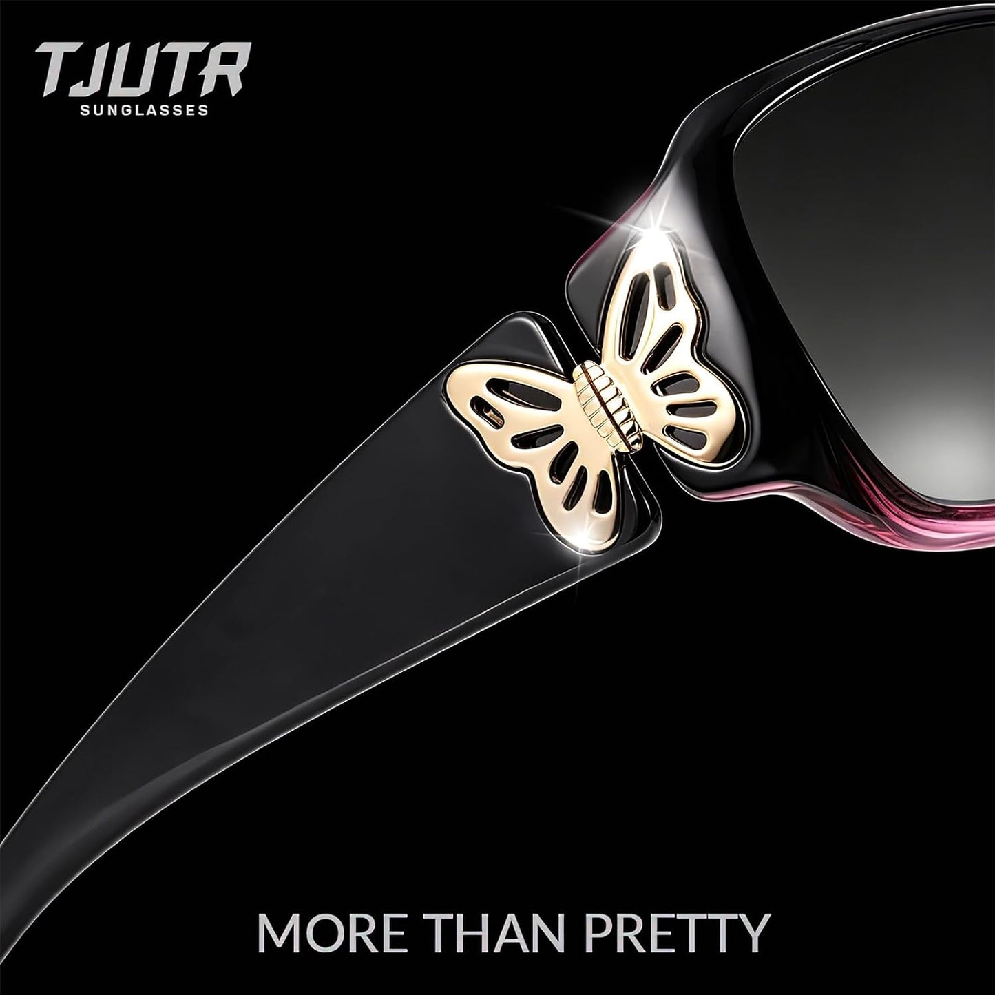 TJUTR Polarized Sunglasses for Women with Wrap Around Butterfly Design, Trendy Jackie-O Style for UV400 Protection