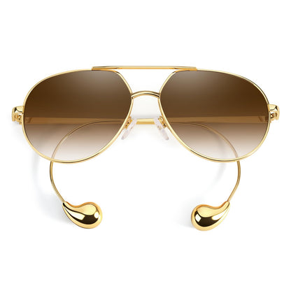 TJUTR Oversized Aviator Sunglasses for Women & Men, Retro Luxury Designer Sunglasses Big Shield Shades with UV Protection