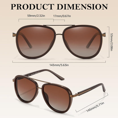 TJUTR Tangle‑Free Aviator Sunglasses for Women & Men, No-Snag TR90 Frame Polarized UV400 Protection Shades for Driving TS2610