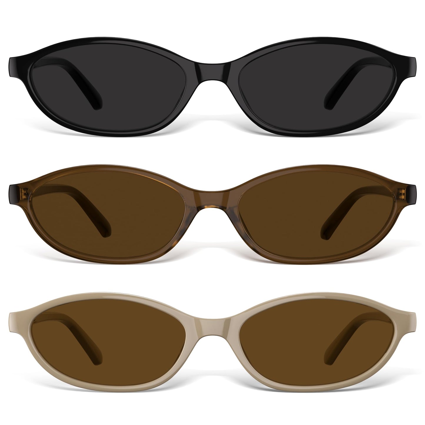Sunglasses Womens Retro Oval Sunglasses for Women - Cat Eye 90s Glasses Y2K UV400 Lightweight Narrow Shades