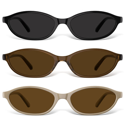 Sunglasses Womens Retro Oval Sunglasses for Women - Cat Eye 90s Glasses Y2K UV400 Lightweight Narrow Shades