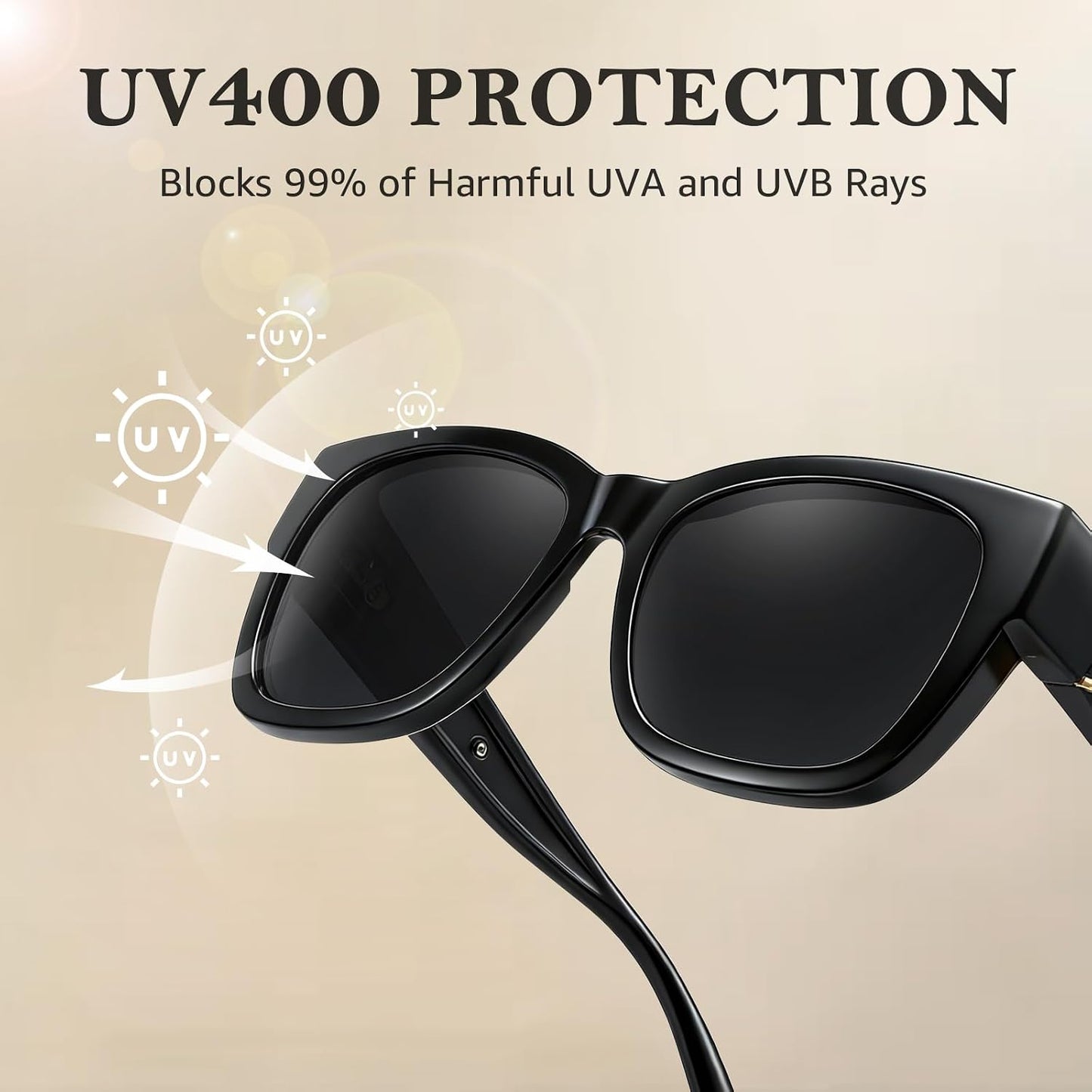TJUTR Polarized Fit Over Glasses Sunglasses for Women, Oversized Square Sun Glasses UV400 Protection Shades for Driving