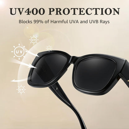 TJUTR Polarized Fit Over Glasses Sunglasses for Women, Oversized Square Sun Glasses UV400 Protection Shades for Driving