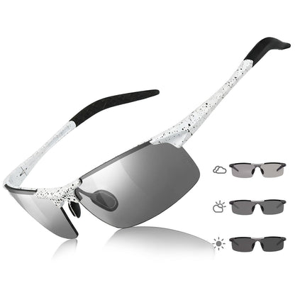 TJUTR Mens Photochromic Sunglasses Day & Night Driving Z87 Sun Glasses Polarized UV400 Protection Safety Glasses