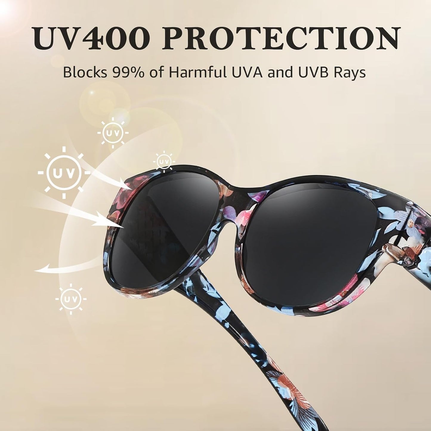 TJUTR Polarized Fit Over Glasses Sunglasses for Women, Trendy Oversized Wrap Around Sun Glasses with UV400 Protection TS2611