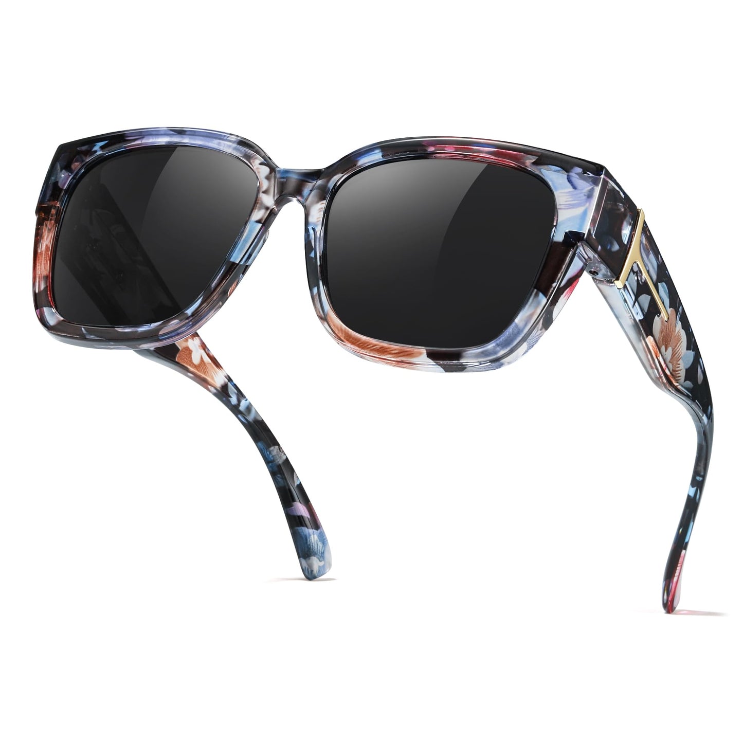 TJUTR Polarized Fit Over Glasses Sunglasses for Women Men, Oversized Square Wrap Around UV400 Protection Shades for Driving
