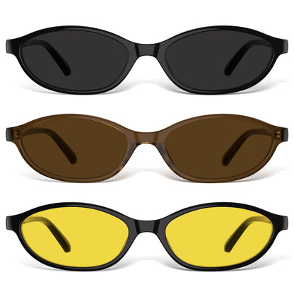 Sunglasses Womens Retro Oval Sunglasses for Women - Cat Eye 90s Glasses Y2K UV400 Lightweight Narrow Shades