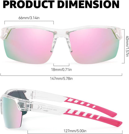 TJUTR Running Sunglasses for Women, Polarized Wrap Around Sun Glasses with UV400 Protection for Sports Cycling Golf TS3080