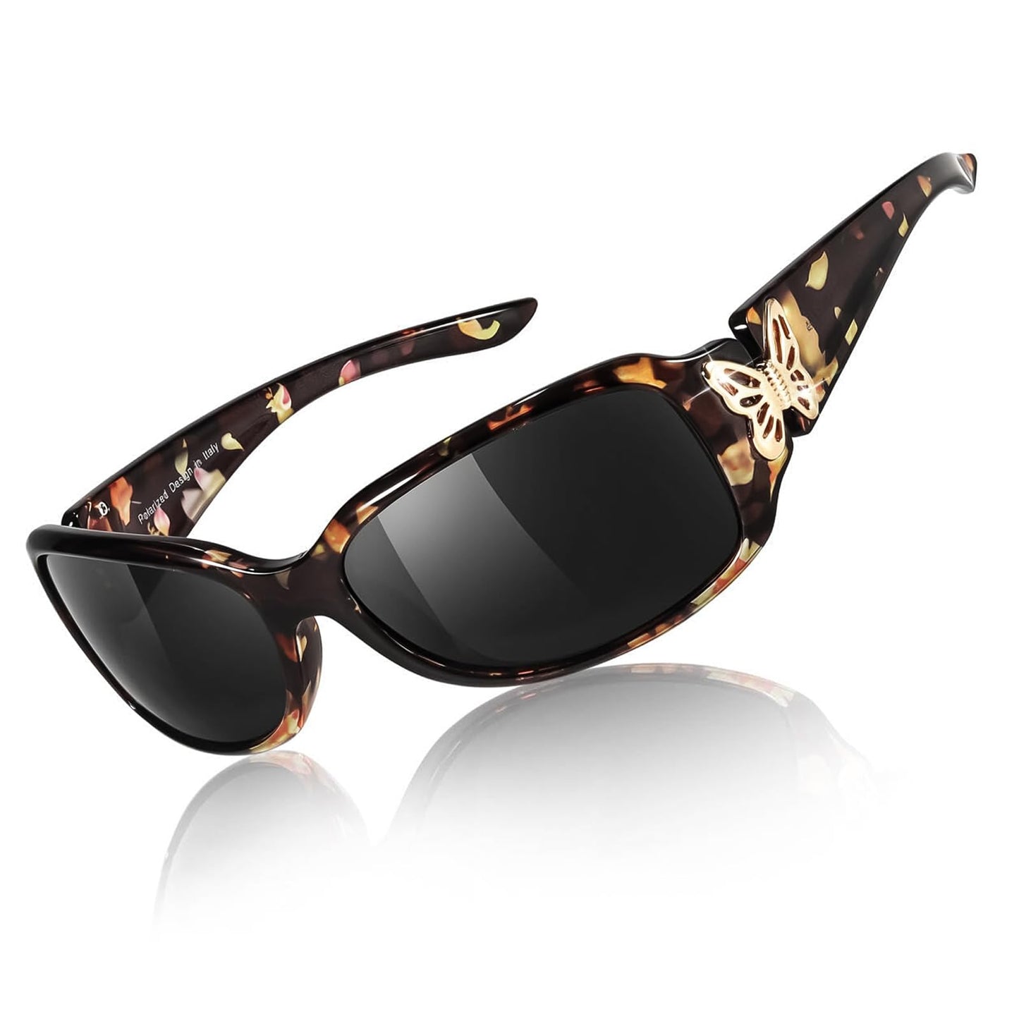 TJUTR Polarized Sunglasses for Women with Wrap Around Butterfly Design, Trendy Jackie-O Style for UV400 Protection