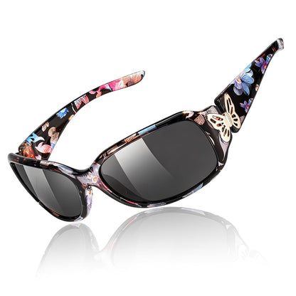TJUTR Polarized Sunglasses for Women with Wrap Around Butterfly Design, Trendy Jackie-O Style for UV400 Protection