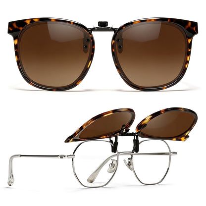TJUTR Polarized Clip-On Sunglasses Over Prescription Glasses, Flip-Up UV400 Protection, Like Sunglasses Design for Men Women