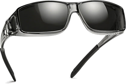 TJUTR Polarized Fit Over Glasses Sunglasses for Men Women, Wrap Around UV400 Protection Sunglasses TS2611