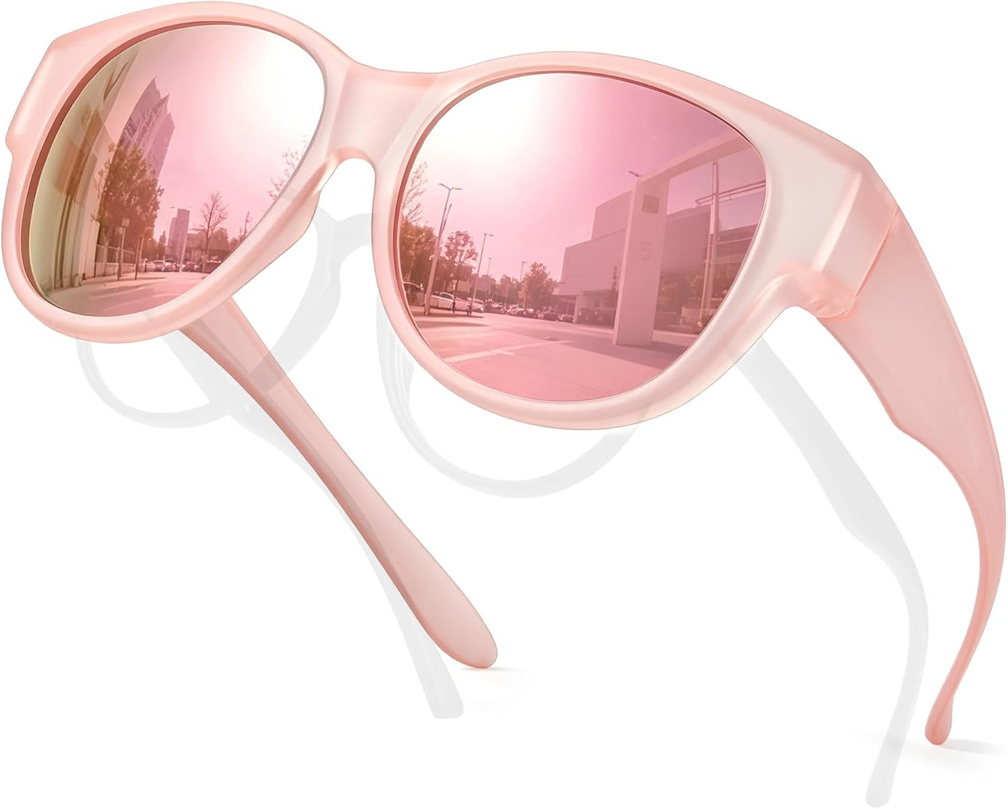 TJUTR Polarized Mirrored Fit Over Glasses Sunglasses for Women, Trendy UV400 Protection Sun Glasses for Driving & Outdoor