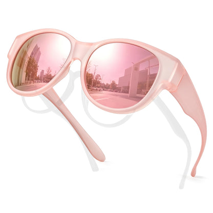 TJUTR Polarized Mirrored Fit Over Glasses Sunglasses for Women, Trendy UV400 Protection Sun Glasses for Driving & Outdoor