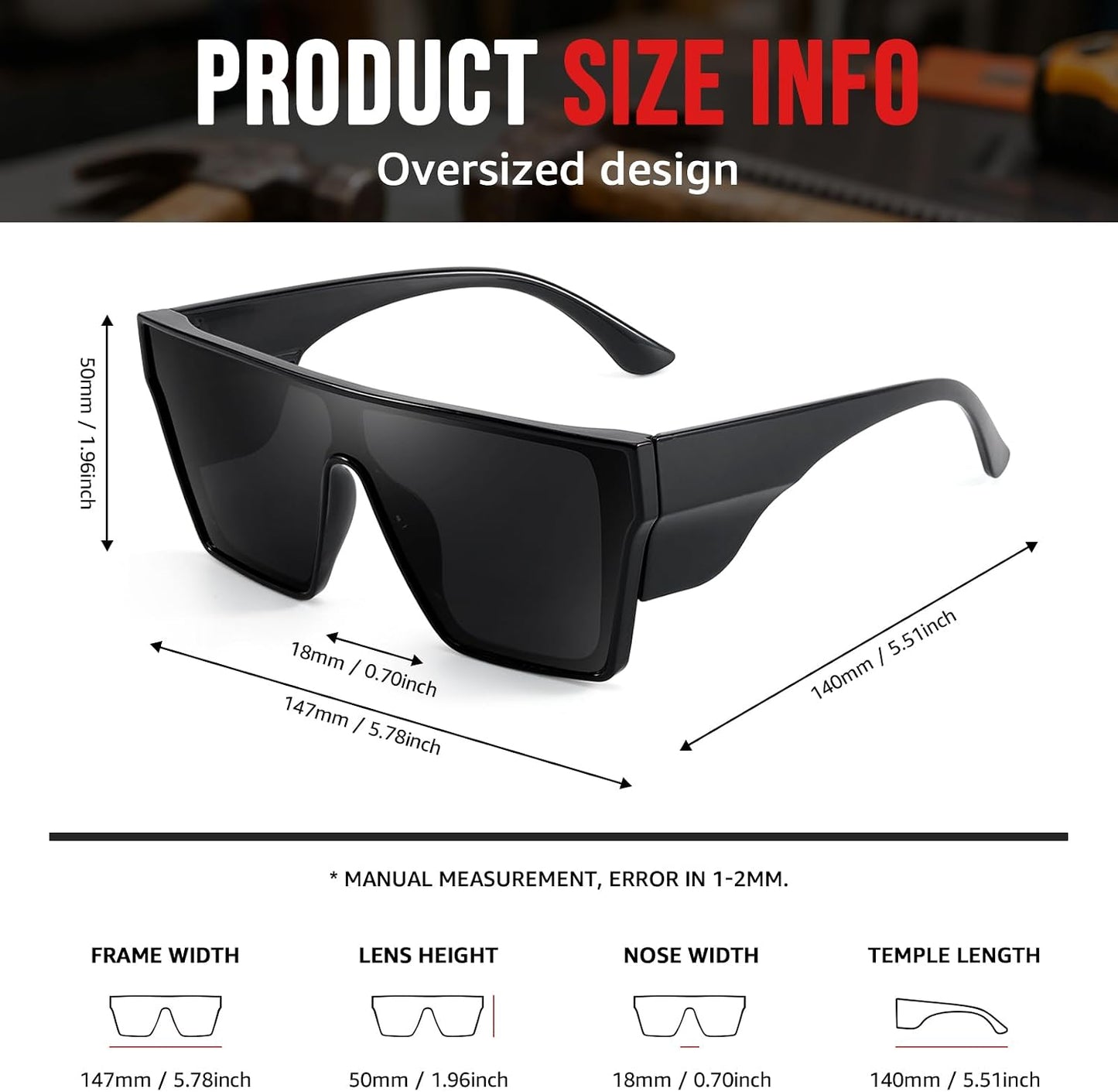 TJUTR ANSI Z87.1 Safety Sunglasses for Men, Polarized Oversized Wraparound Sun Glasses UV400 Protection for Outdoor & Work