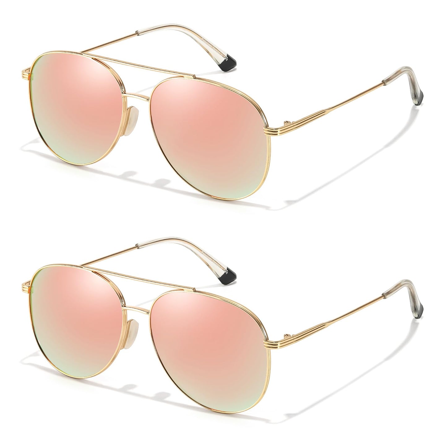 TJUTR Polarized Tangle Free Aviator Sunglasses for Women & Men, UV400 Protection Trendy Shades, No-Snag Metal Frame Glasses