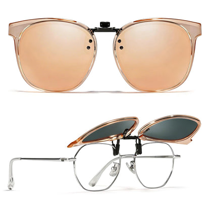 TJUTR Polarized Clip-On Sunglasses Over Prescription Glasses, Flip-Up UV400 Protection, Like Sunglasses Design for Men Women