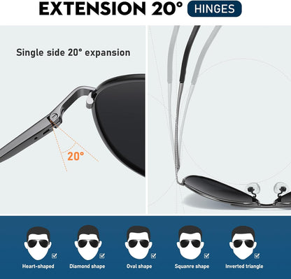 Sunglasses Men Polarized Aviator Sunglasses for Men Women Fishing Driving Sun glasses Metal Frame UV400 Protection