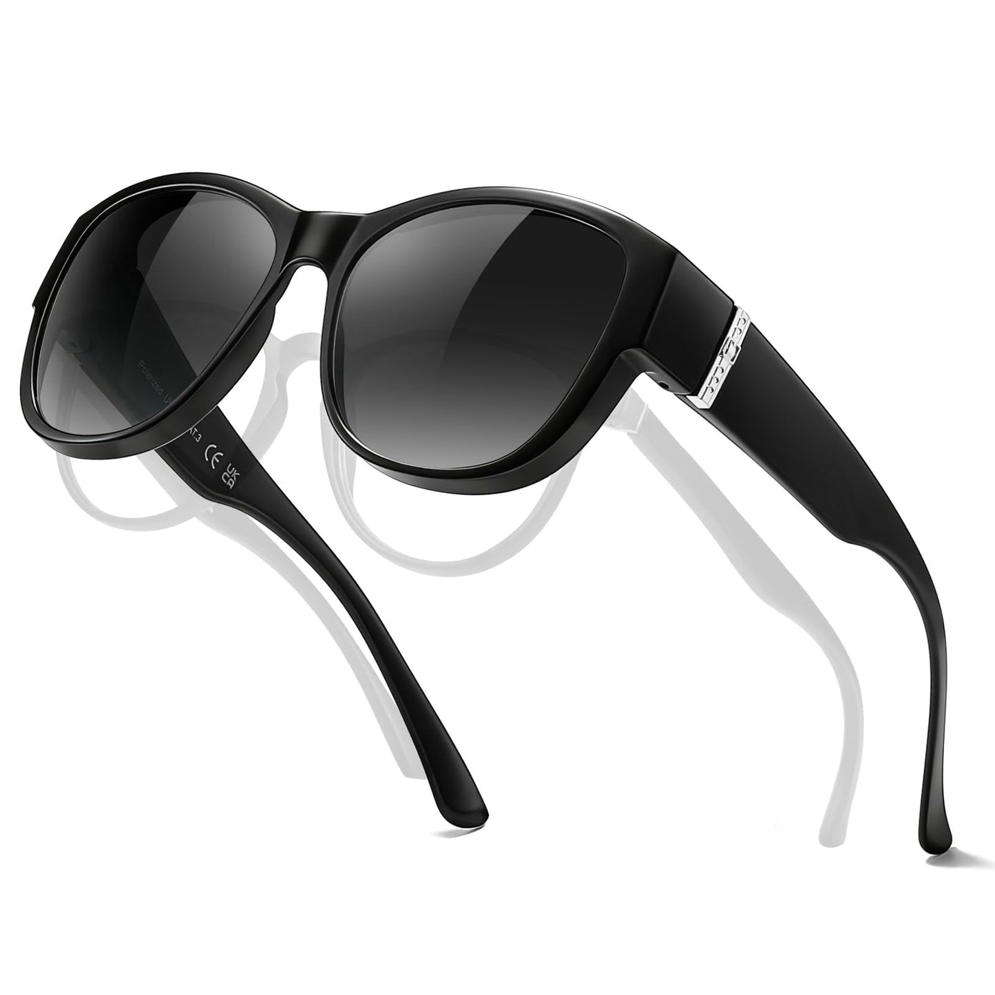 TJUTR Polarized Fit Over Glasses Sunglasses for Women UV Protection, Trendy Oversized Shades Wear Over Eyeglasses