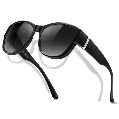 TJUTR Polarized Fit Over Glasses Sunglasses for Women UV Protection, Trendy Oversized Shades Wear Over Eyeglasses