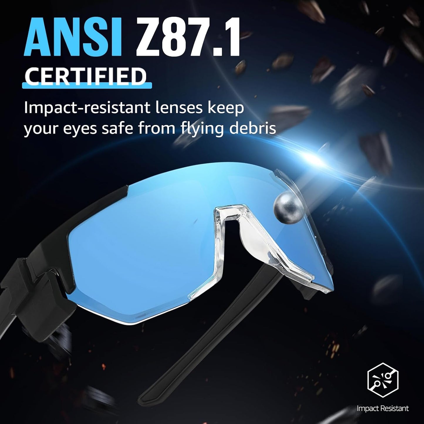 TJUTR ANSI Z87.1 Safety Sunglasses for Men, Polarized Sports Wrap Around Glasses for Work Cycling Fishing, UV400 Protection