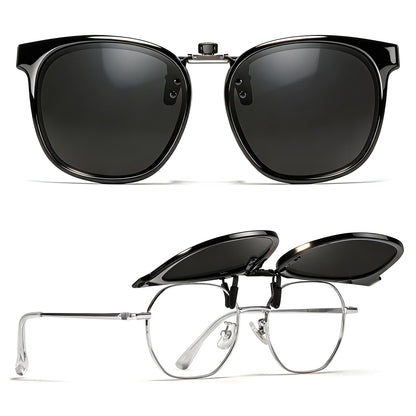 TJUTR Polarized Clip-On Sunglasses Over Prescription Glasses, Flip-Up UV400 Protection, Like Sunglasses Design for Men Women