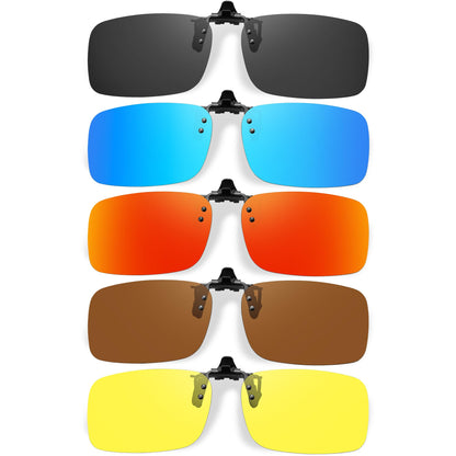 Polarized Clip On Sunglasses for Men Women, Flip Up Fit Over Glasses for Sports Fishing Driving Hiking Cycling