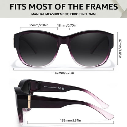 TJUTR Polarized Fit Over Glasses Sunglasses for Women UV Protection, Trendy Oversized Shades Wear Over Eyeglasses