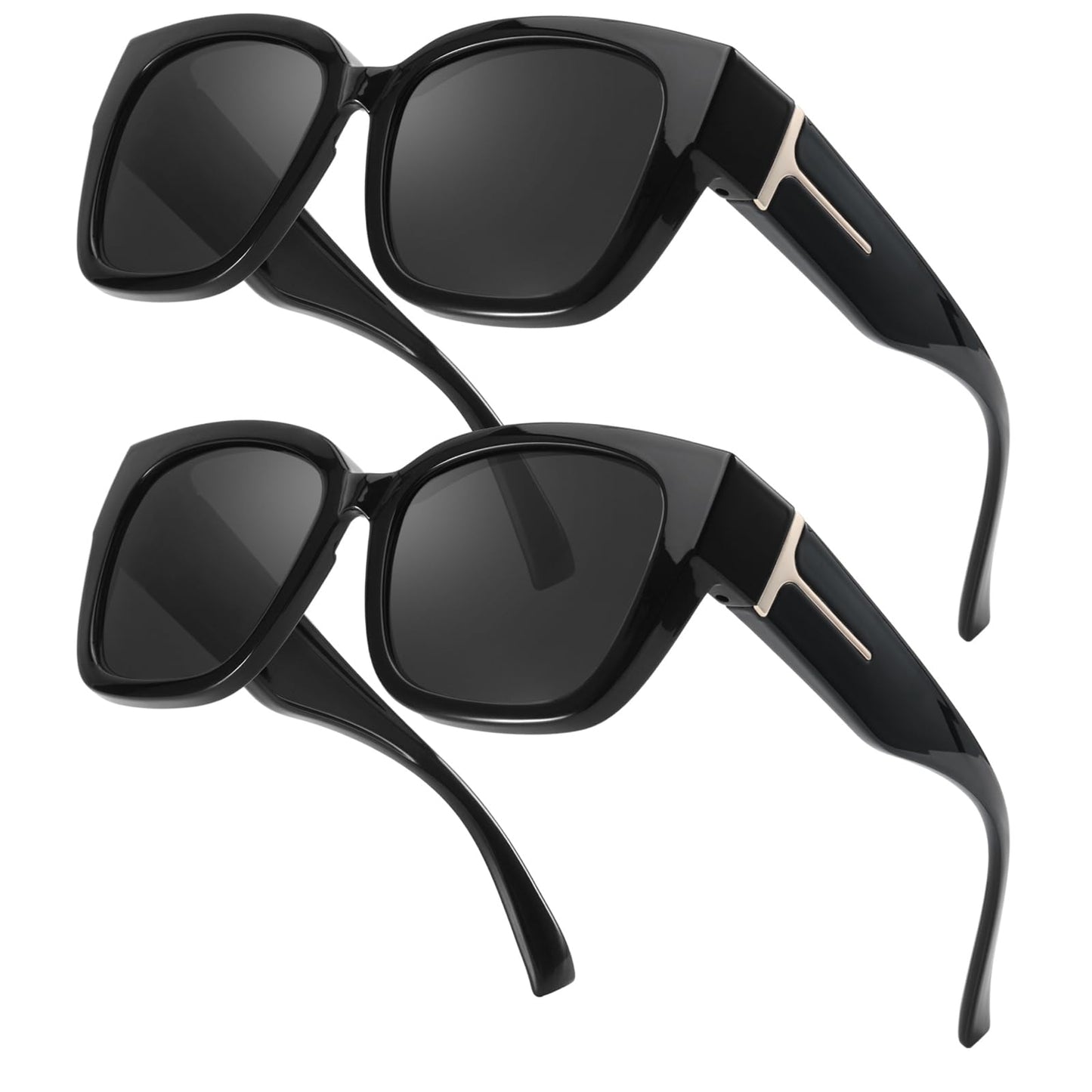 TJUTR Polarized Fit Over Glasses Sunglasses for Women Men, Oversized Square Wrap Around UV400 Protection Shades for Driving