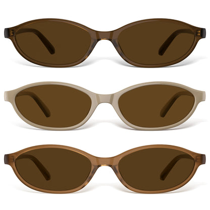Sunglasses Womens Retro Oval Sunglasses for Women - Cat Eye 90s Glasses Y2K UV400 Lightweight Narrow Shades