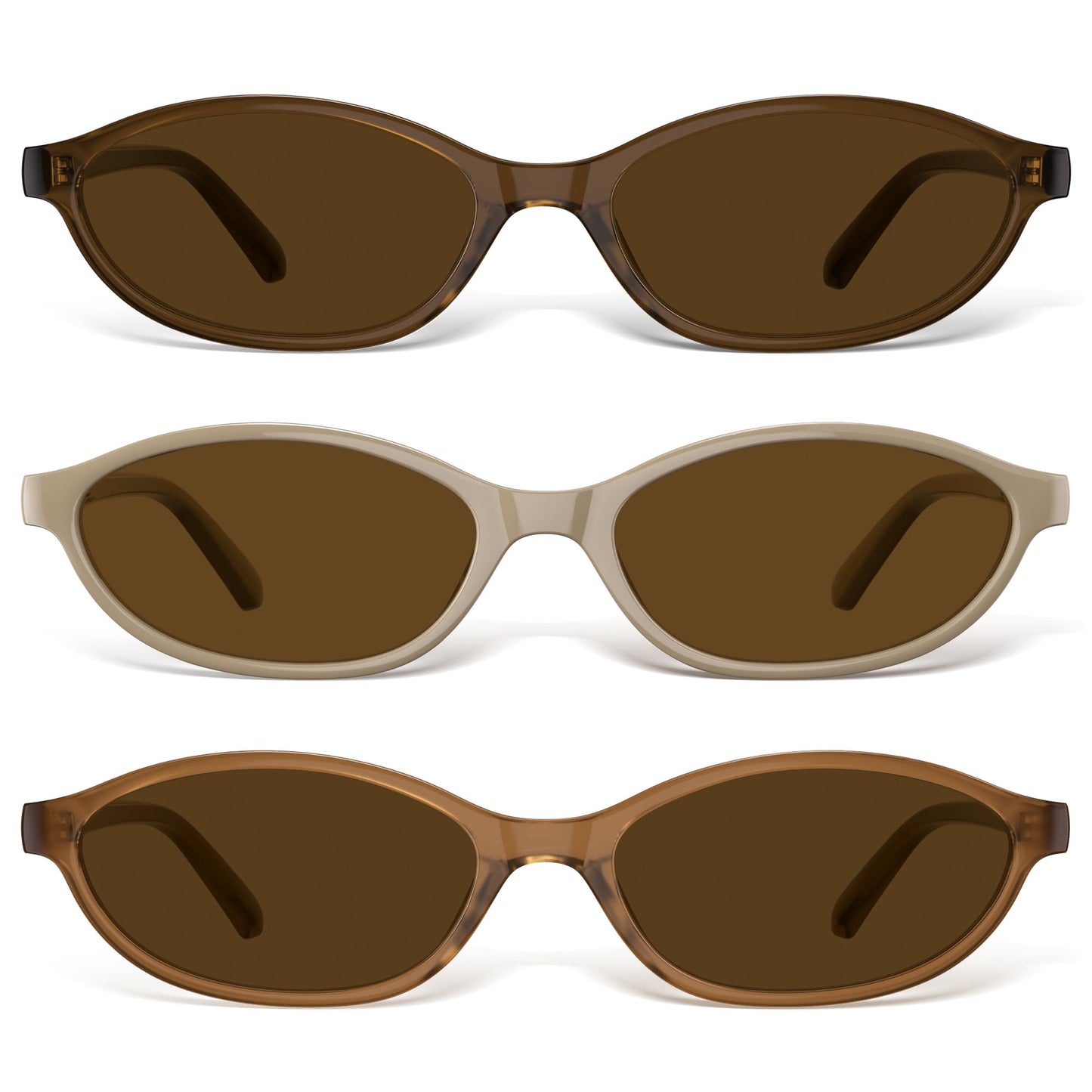 Sunglasses Womens Retro Oval Sunglasses for Women - Cat Eye 90s Glasses Y2K UV400 Lightweight Narrow Shades