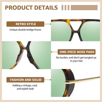 TJUTR Oversized Aviator Sunglasses for Women & Men, Retro Luxury Designer Sunglasses Big Shield Shades with UV Protection