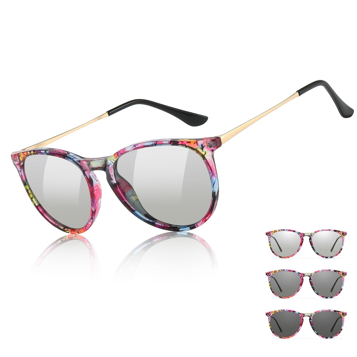 TJUTR Photochromic Polarized Sunglasses for Women and Men, Anti-Glare UV400 Protection for Day & Night Driving