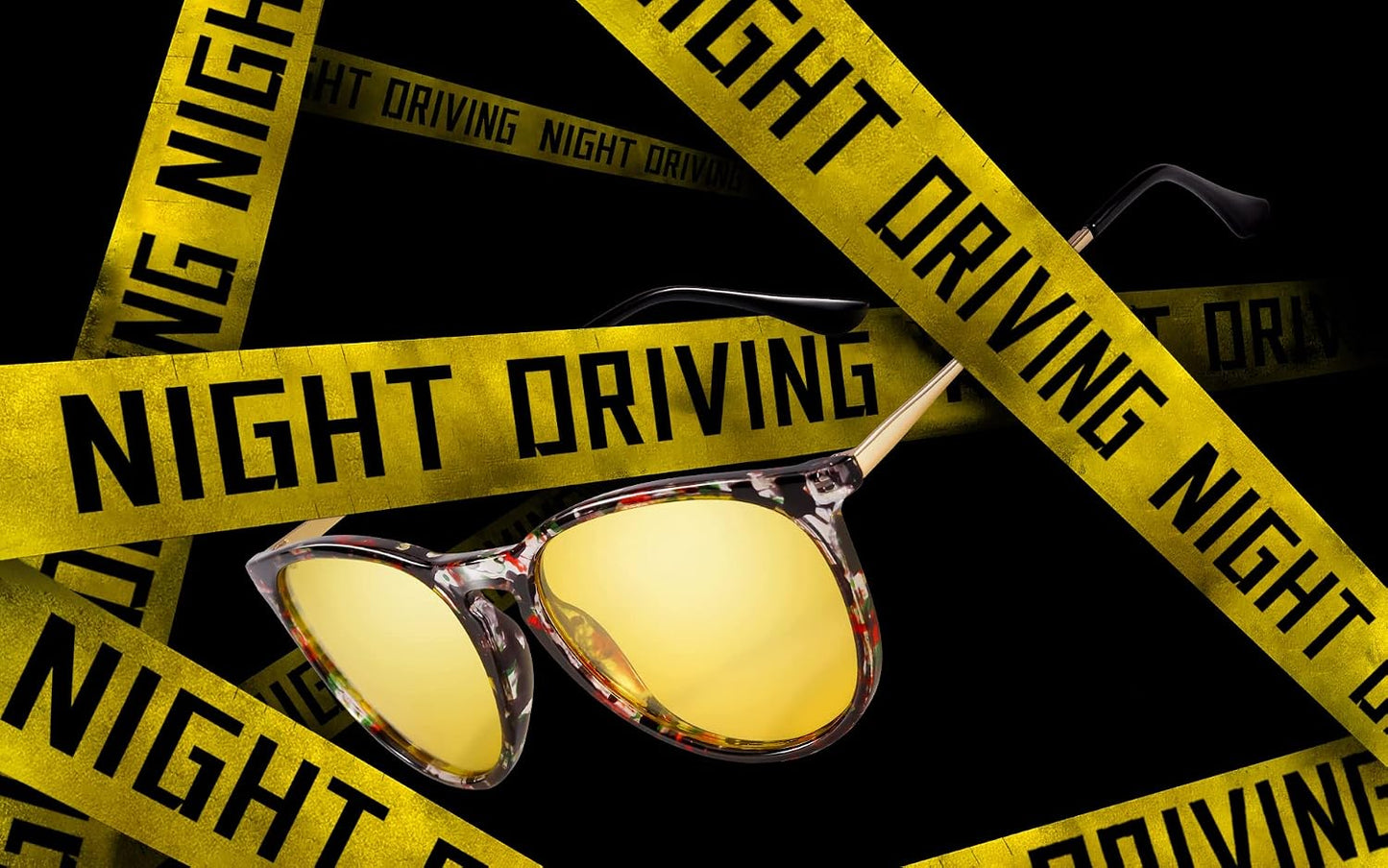 TJUTR Women's Night-Vision Glasses for Driving, Polarized Yellow Lens Reduce Glare Safety Nighttime UV Protection