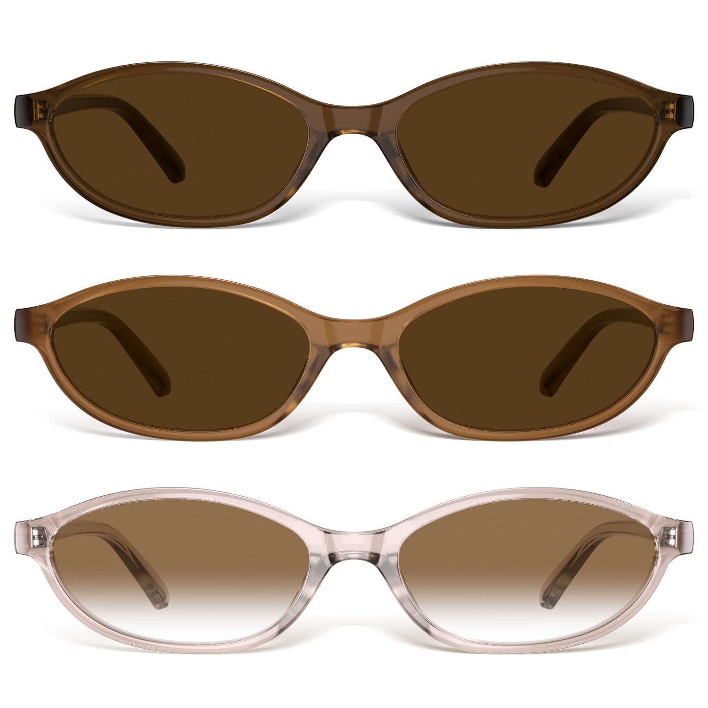 Sunglasses Womens Retro Oval Sunglasses for Women - Cat Eye 90s Glasses Y2K UV400 Lightweight Narrow Shades