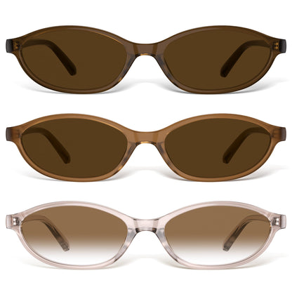 Sunglasses Womens Retro Oval Sunglasses for Women - Cat Eye 90s Glasses Y2K UV400 Lightweight Narrow Shades