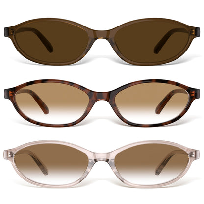 Sunglasses Womens Retro Oval Sunglasses for Women - Cat Eye 90s Glasses Y2K UV400 Lightweight Narrow Shades