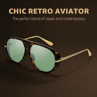 TJUTR Oversized Aviator Sunglasses for Women & Men, Retro Luxury Designer Sunglasses Big Shield Shades with UV Protection