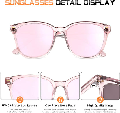 Sunglasses Womens Polarized Sunglasses for Women Men - Mirrored Trendy Shades with UV Protection Sun Glasses
