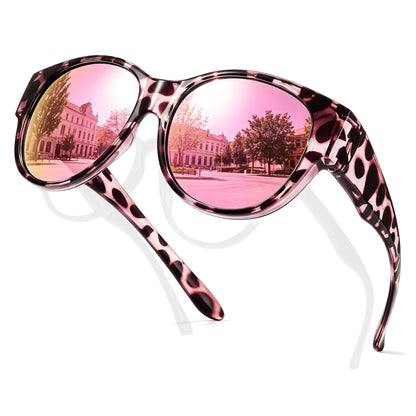 TJUTR Polarized Mirrored Fit Over Glasses Sunglasses for Women, Trendy UV400 Protection Sun Glasses for Driving & Outdoor
