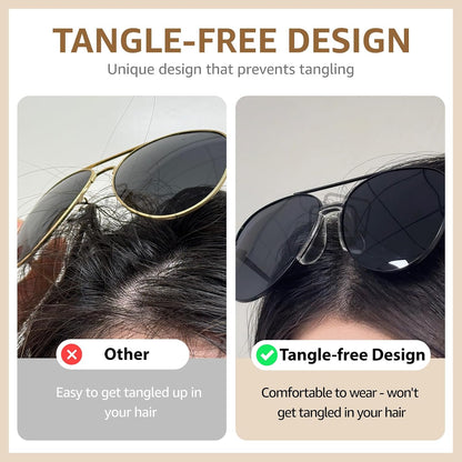 TJUTR Tangle Free Aviator Sunglasses for Women Men, Polarized UV400 Protection Trendy Shades, No-Snag Metal Frame Glasses