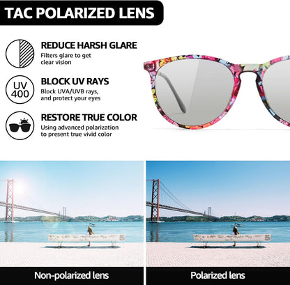 TJUTR Photochromic Polarized Sunglasses for Women and Men, Anti-Glare UV400 Protection for Day & Night Driving