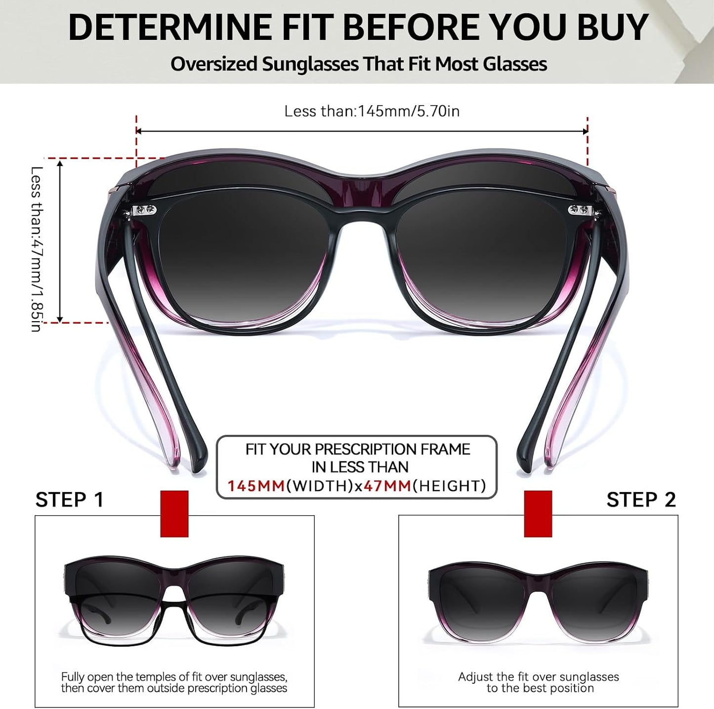 TJUTR Polarized Fit Over Glasses Sunglasses for Women UV Protection, Trendy Oversized Shades Wear Over Eyeglasses