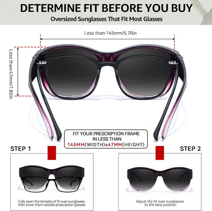 TJUTR Polarized Fit Over Glasses Sunglasses for Women UV Protection, Trendy Oversized Shades Wear Over Eyeglasses