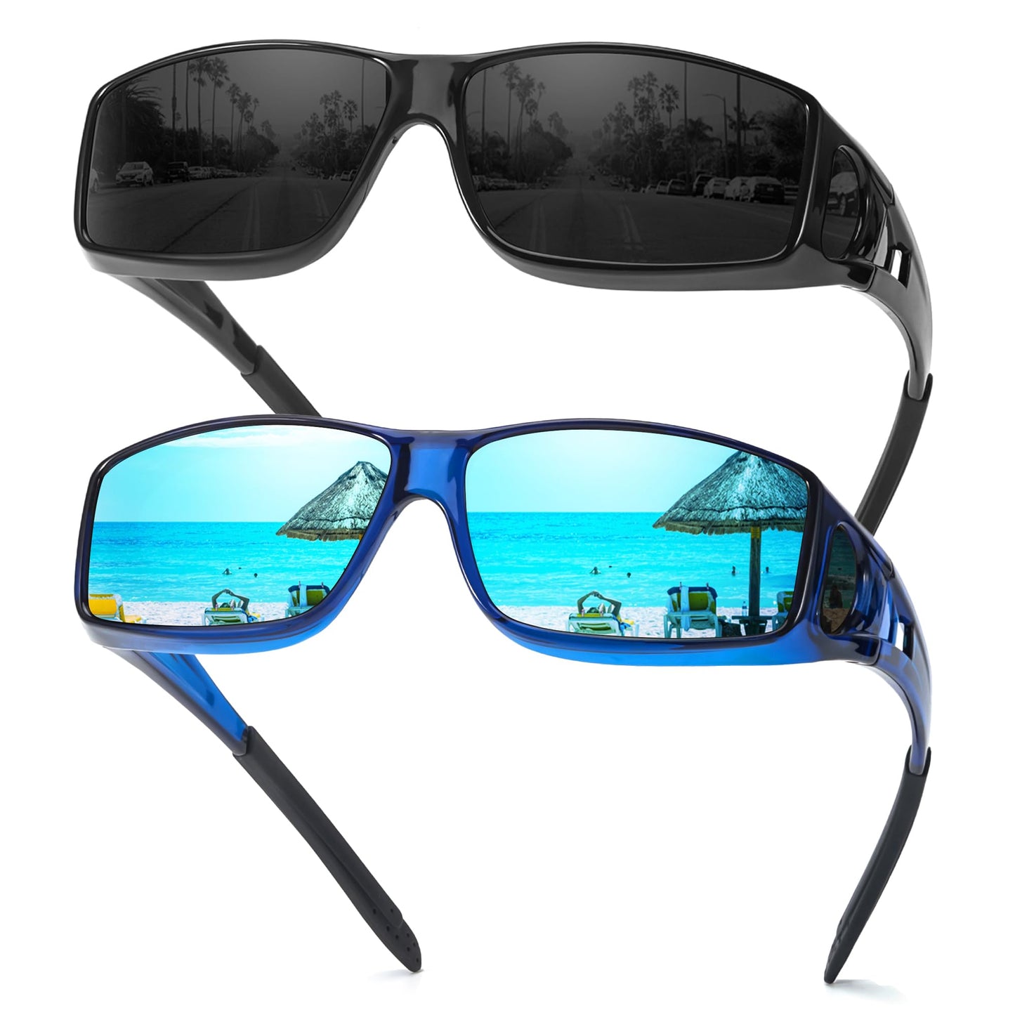 TJUTR Polarized Sunglasses Over Glasses for Men Women, UV Protection Shades Over Prescription Eyeglasses Sun Glasses