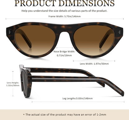 Retro Oval Sunglasses for Women Men Small Narrow 90s Vintage Round Shades UV400 Lightweight Designer Cateye Glasses