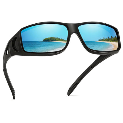 TJUTR Polarized Fit Over Glasses Sunglasses for Men Women, Wrap Around UV400 Protection Sunglasses TS2611